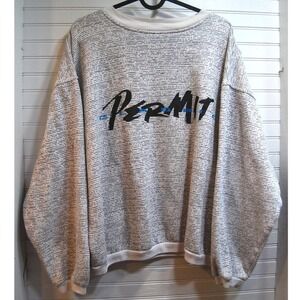Vintage Permit Crewneck sweatshirt Medium Black & white striped 90s logo front